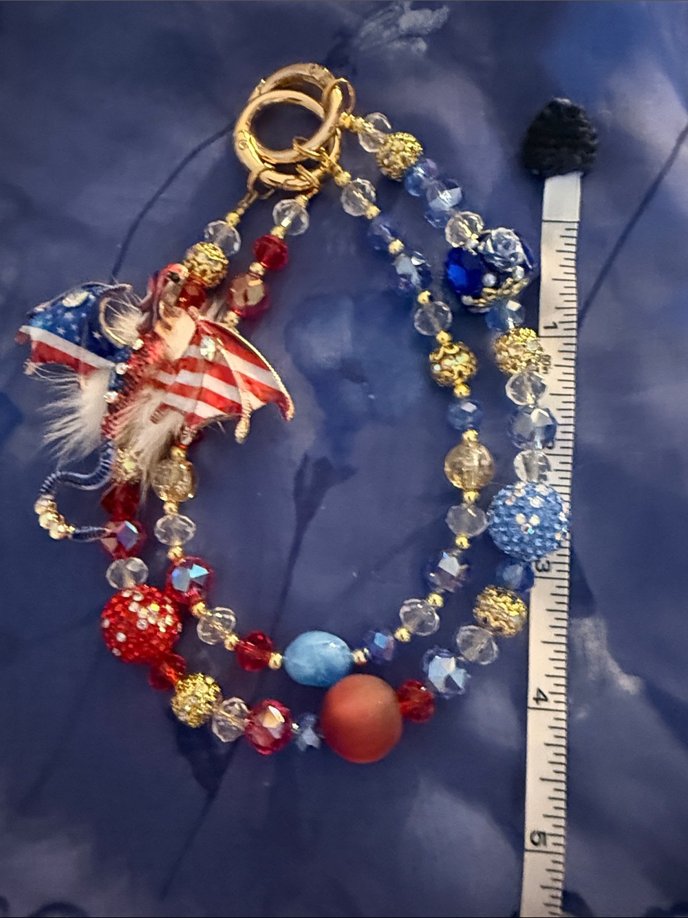Patriotic Red & Blue Beaded Multi-Strand Bracelet
